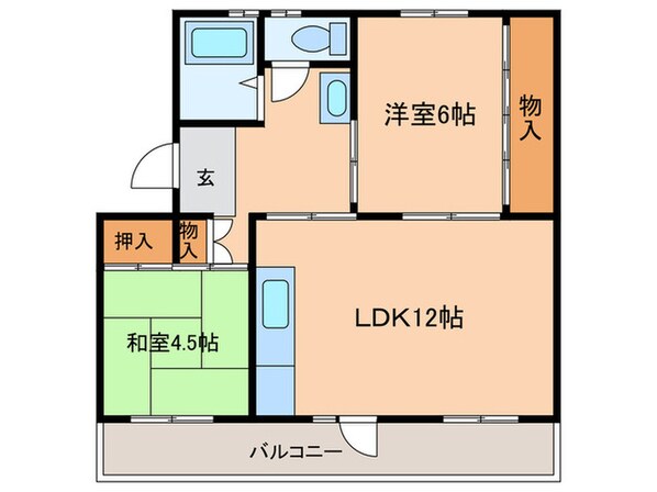 江南団地２１２号棟（４０３）の物件間取画像